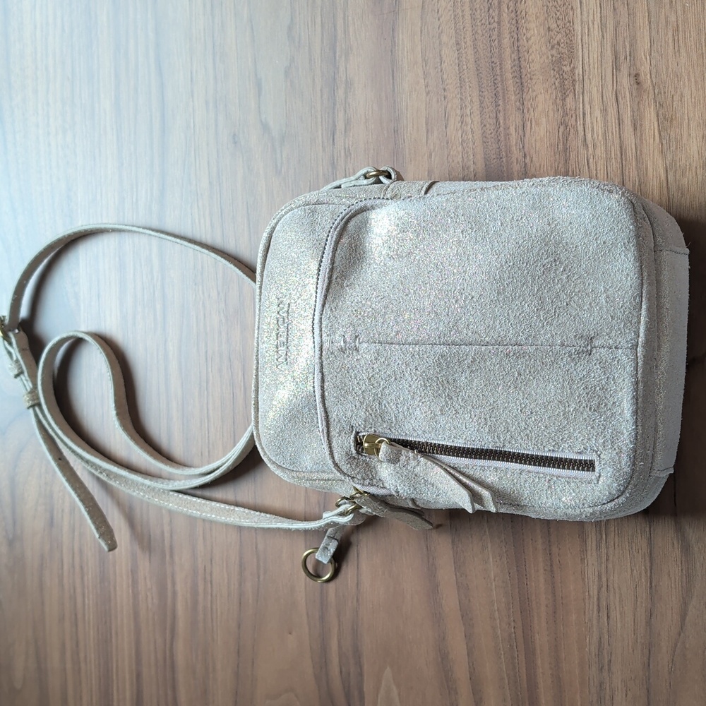 American Leather Co Shimmery Suede Crossbody Bag